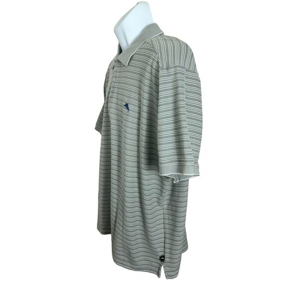 Men's Tommy Bahama Islandzone Polo Shirt Sz XL Gray Striped Pima Cotton Blend - Picture 4 of 8
